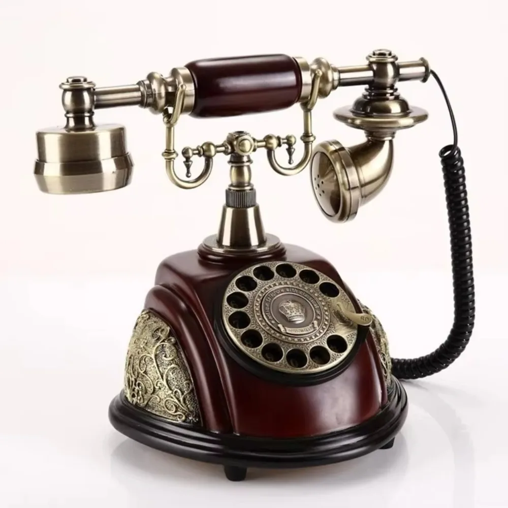 Retro Landline Telephone Classic Corded Desk Phone Vintage Old Fashioned Dial Button Phone with Redial Function for Home Office