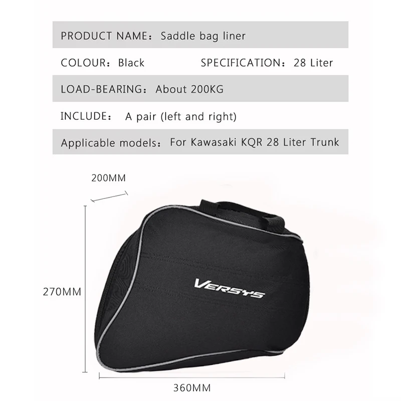 For Kawasaki Versys 1000 650 2015-2021 For KQR 28L Hard Saddlebag Liner Set Saddle Bags Travel Waterproof Trunk Bag luggage bags