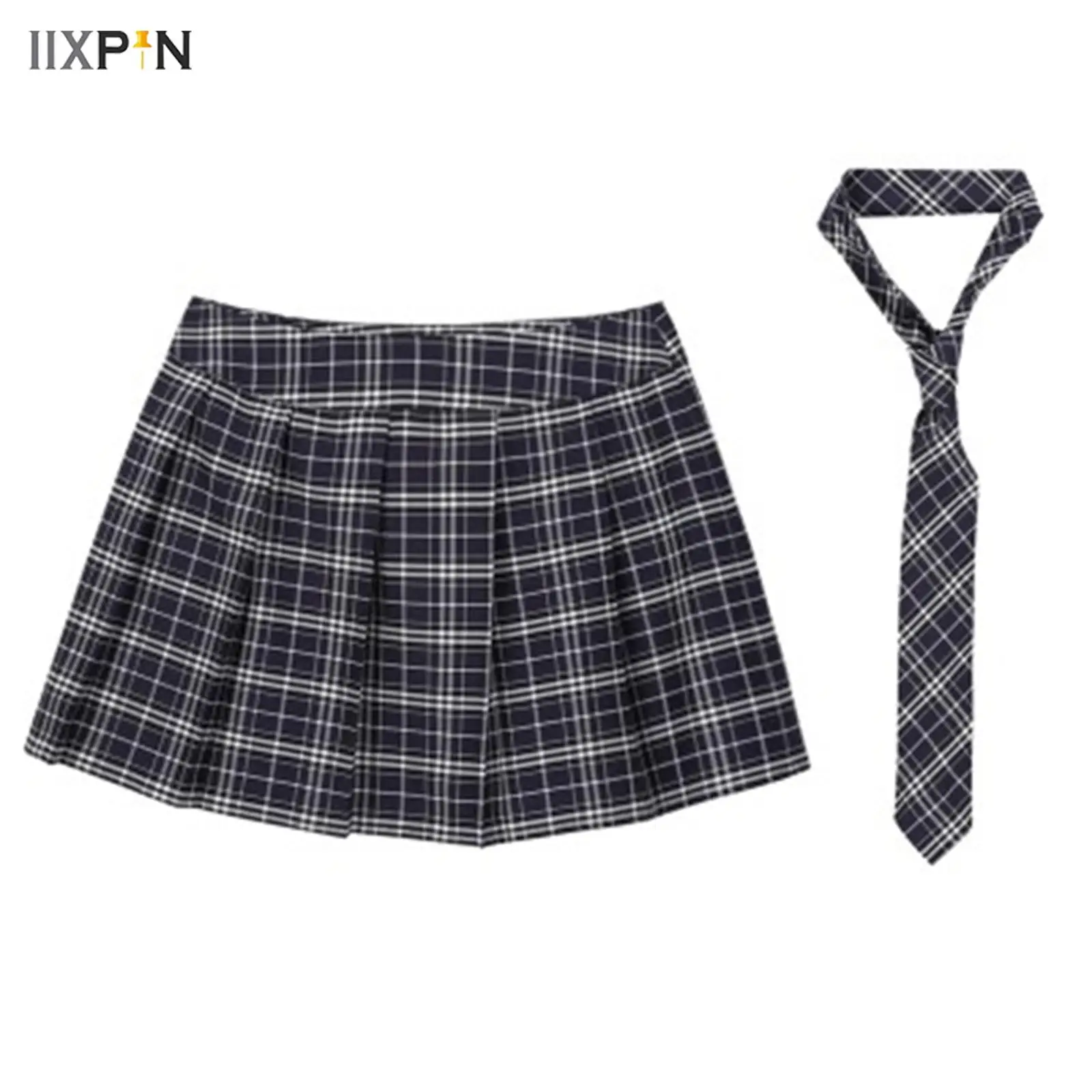 Sexy Schoolgirls Uniform 2Pcs Womens Cheerleader Dance Cosplay Costume Fancy Party Dress up Pleated Mini Skirt+Necktie Outfit