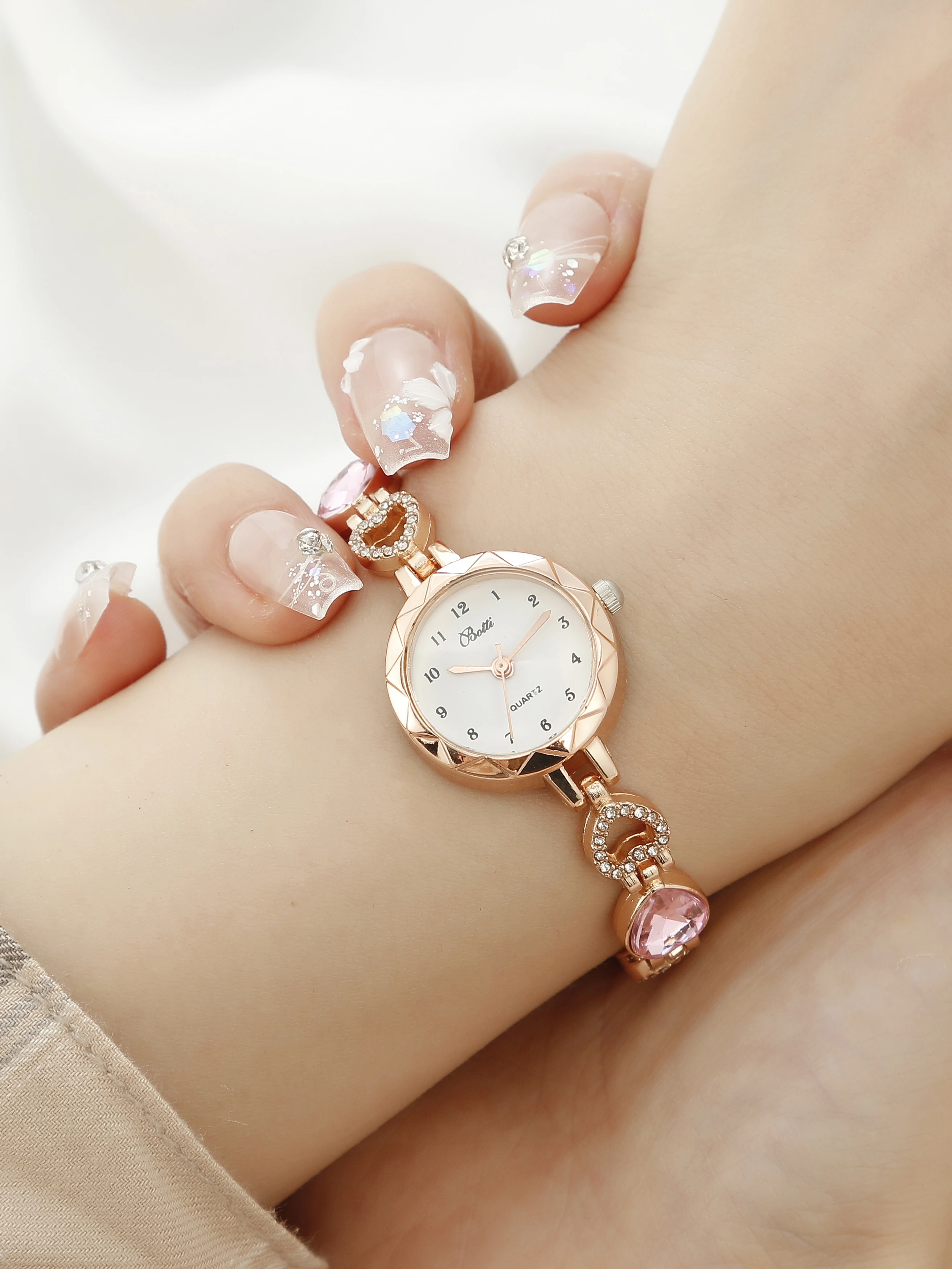 2PCS Set Luxury Watch Women Bracelet Rhinestone Fashion Wristwatch Casual Ladies Watches Bracelet Set Clock