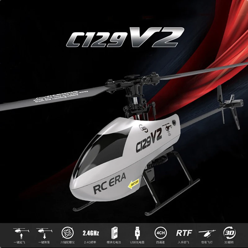 RC ERA NEW C129 V2 One Click 3d Flip Rc Helicopter 4-kanałowy stabilny pilot zdalnego sterowania Drone Airplane Hobby Zabawki dla początkujących