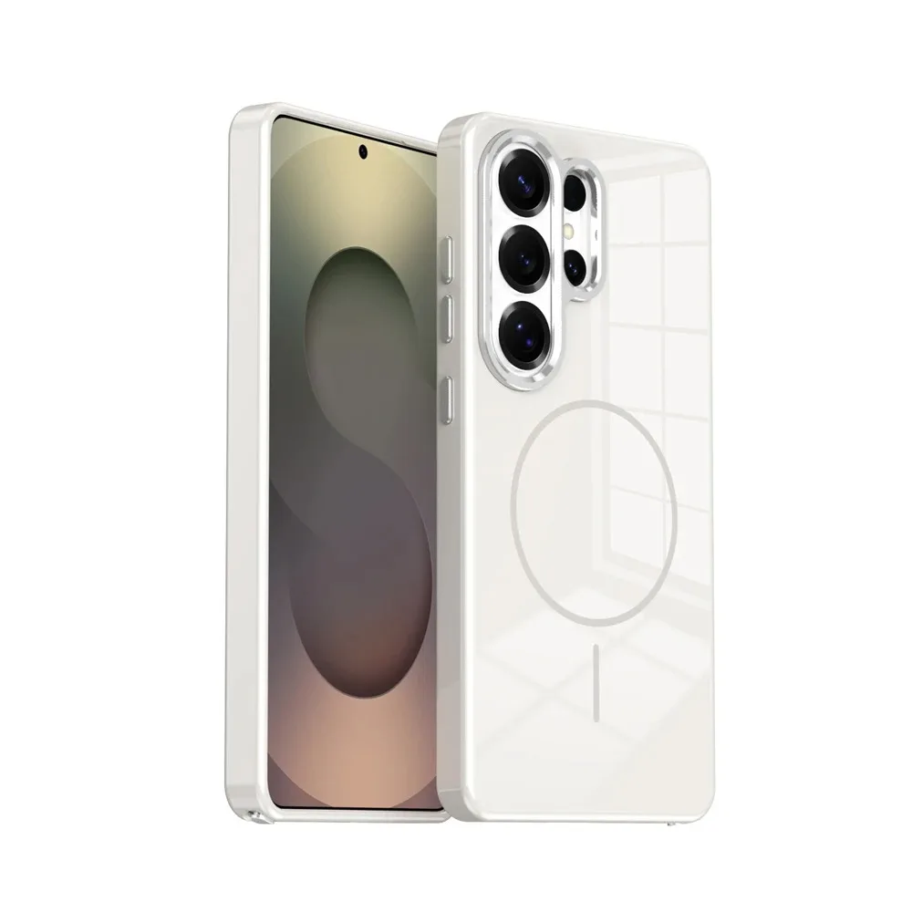 Original Electroplate Glossy Hard Case For Samsung Galaxy S26 Ultra S25 S24 Plus For Magsafe Wireless Charging Shockproof Cover