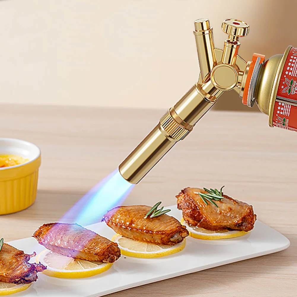 

Butane Torch Brass with Adjustable Flame Kitchen Cooking Torch For Sous Vide Creme Brulee Baking BBQ