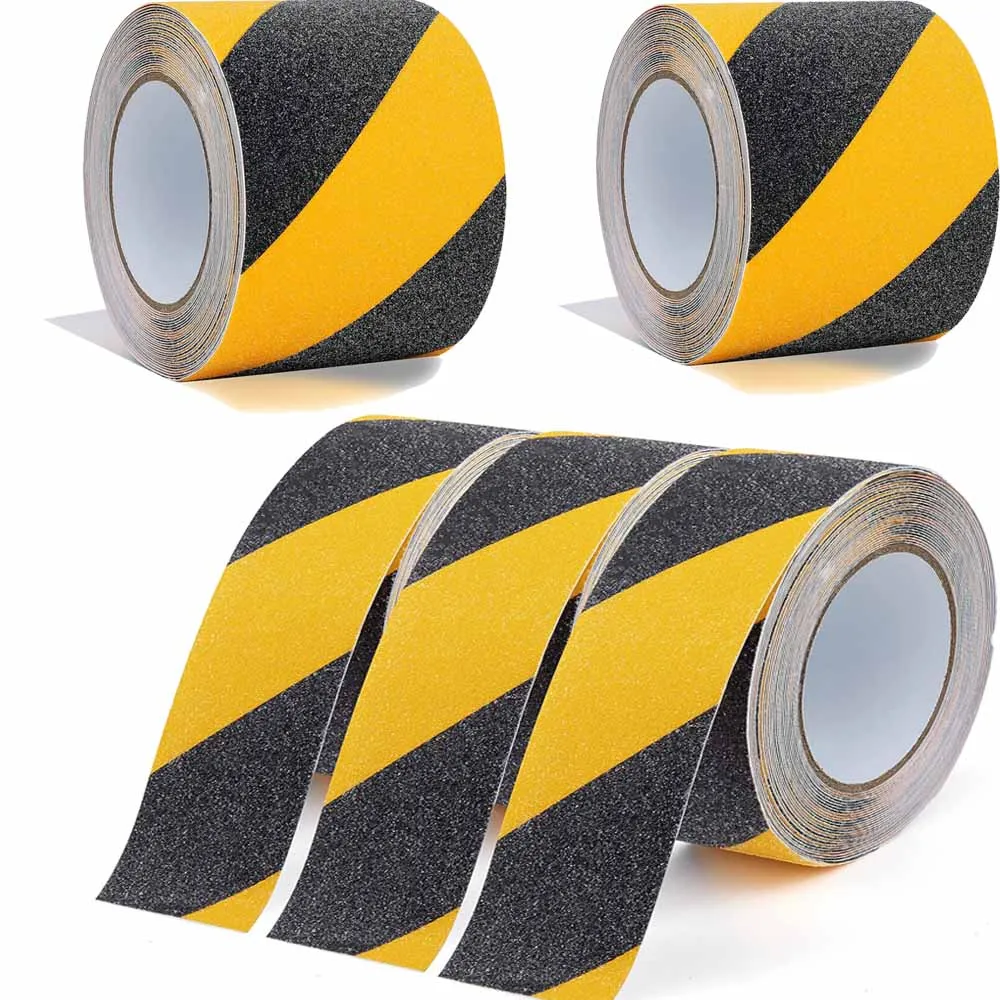 Black&Yellow Heavy Duty Anti Slip Tape for Stairs Outdoor/Indoor Waterproof Grip Tape Safety Non Skid for Stair Steps Anti-Slip