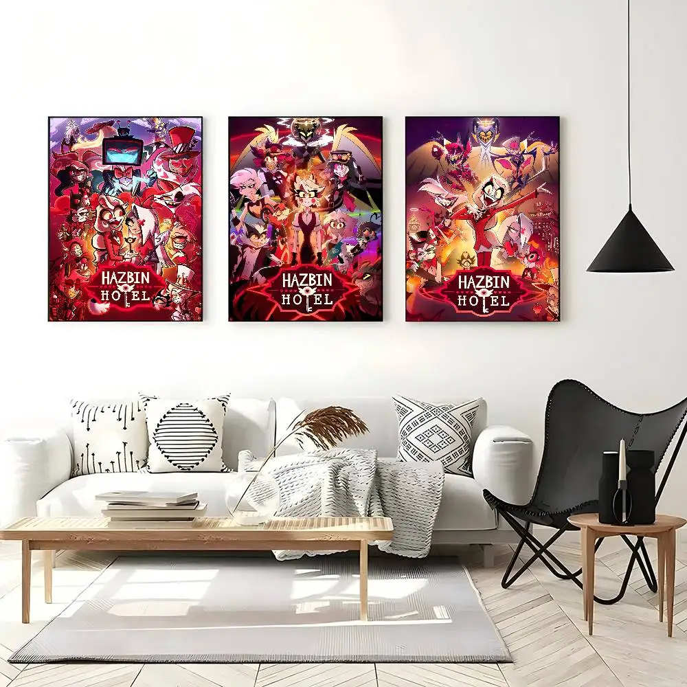 Hazbin H-Hotels Angel Dust Alastor Whitepaper ملصق ورق مقاوم للماء ملصق مقهى بار لوحة جدارية فنية جمالية #2
