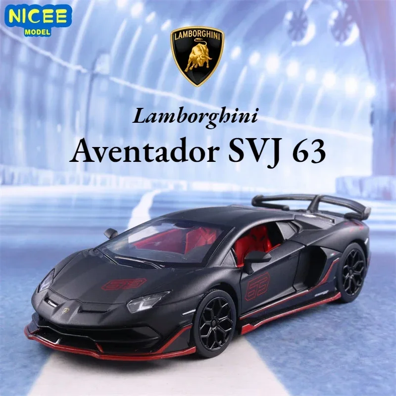 1:24 Lamborghini Aventador SVJ 63 Alloy Racing Car Diecasts Metal Toy Car Model Collection Sound And Light Childrens Gifts A441