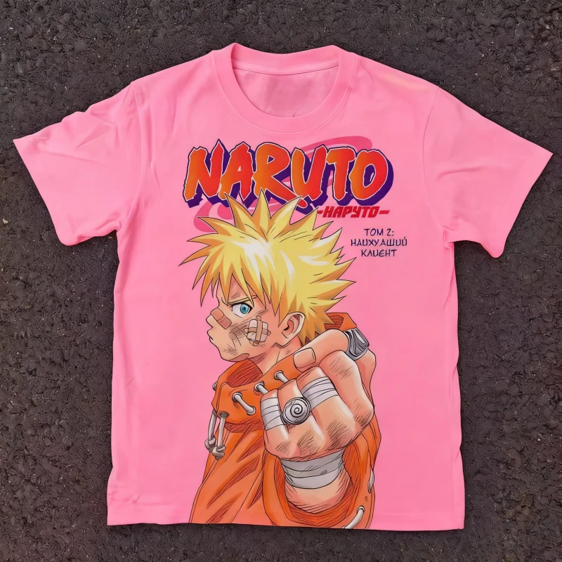 Naruto Manga Retro Cover Naruto Print Kurzarm-Oberteil aus reiner Baumwolle, lockeres Oberteil, Eltern-Kind-Kleidung, geeignet für Männer und Frauen – Detail 7
