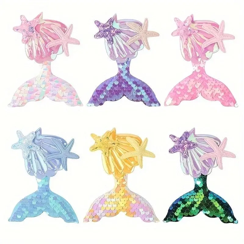 

RIBBOW BOWS Brand Shinying Mermaid Hairclips Set for Girls Starfish Hair BB Pins Kids Bangs Decorative Cartoon Barrette Gift