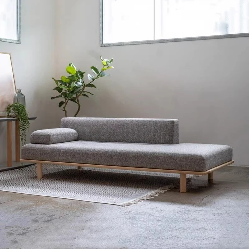 

Simple solid wood straight row full-fledged concubine reclining chair beauty couch designer creative model room bedside sofa