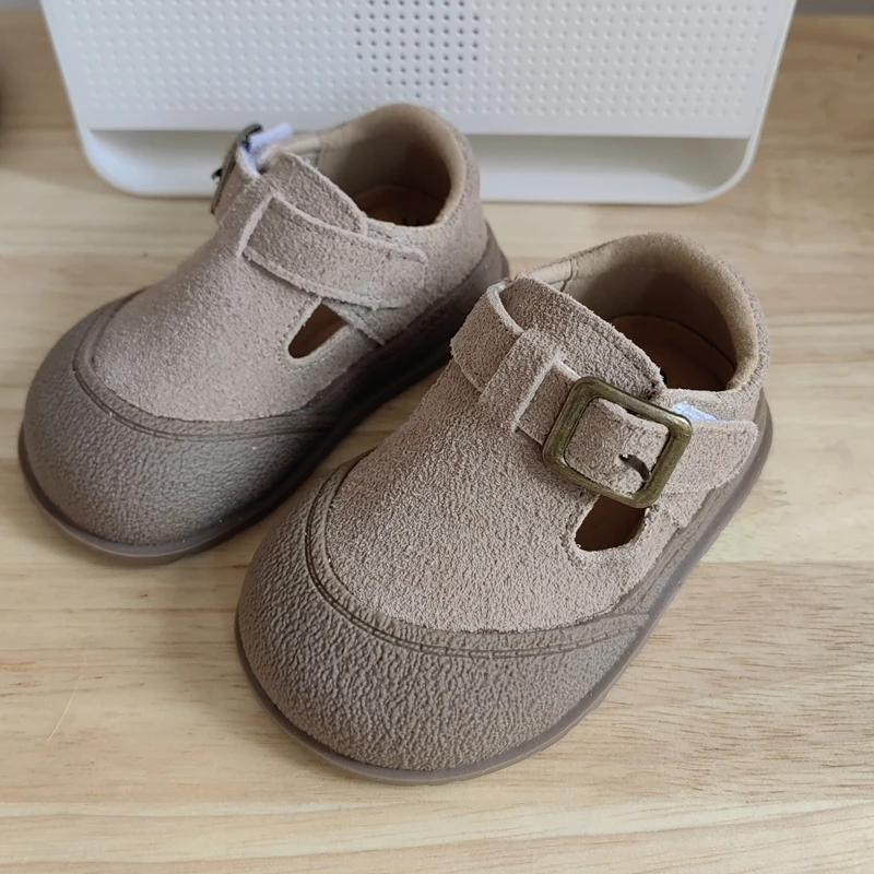 Claladoudou Brand Seude Baby Shoes Toddler Casual Shoes New Boys Barefoot Rubber Shoe Girls Outdoor Strap Fashion Walkers