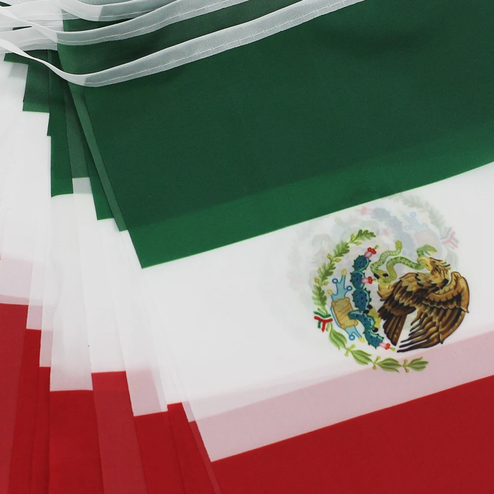 FLAGLINK 24pcs/set Mexico bunting flags 20x30cm 14x21cm Pennant Mexico Mexican String Banner Buntings Festival Party Holiday