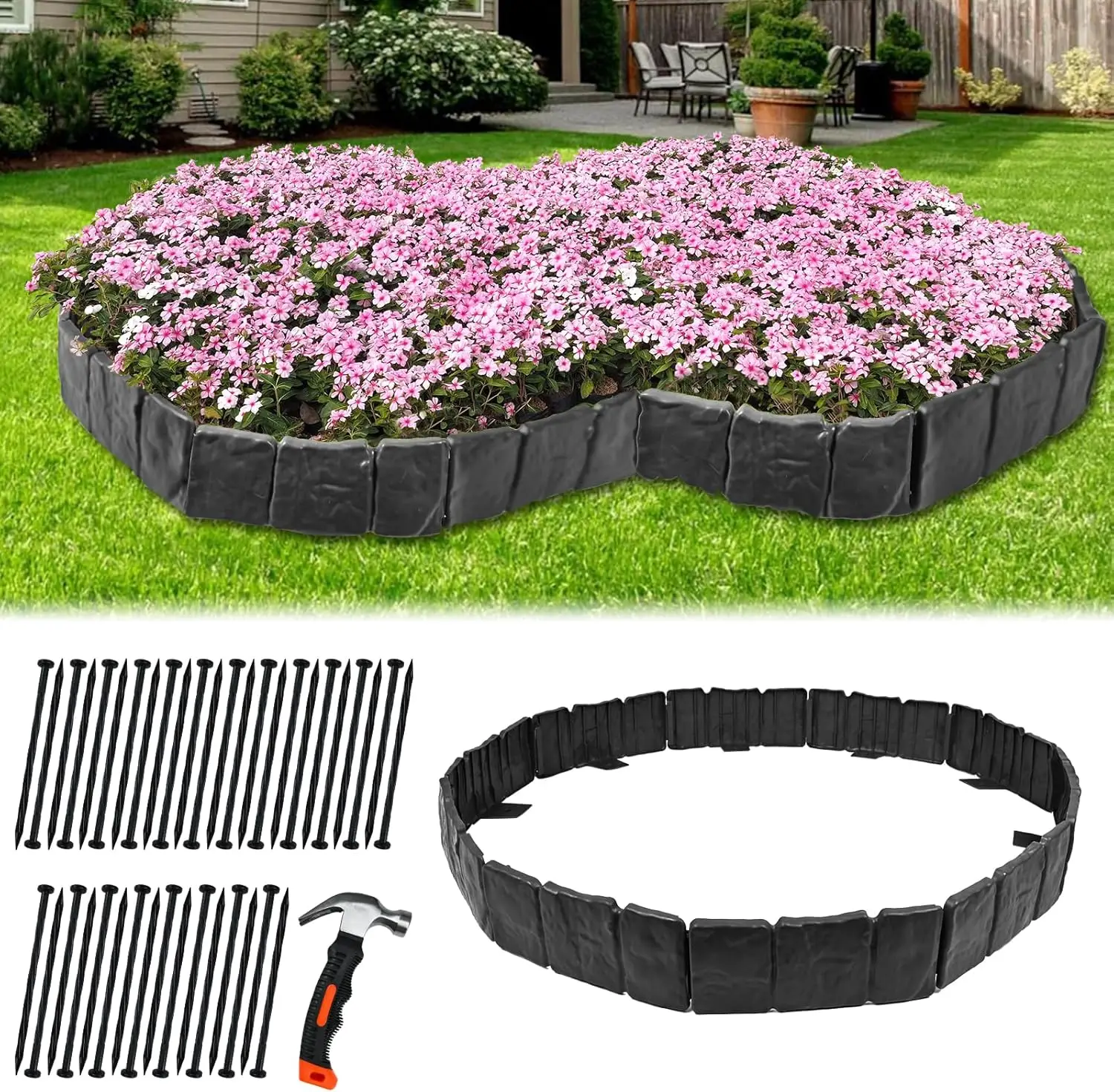 

Garden Edging Border,32 Ft Plastic Landscape Edging No Dig For Flower Beds, Garden Borders And Edging For Diy Outdoor Patio