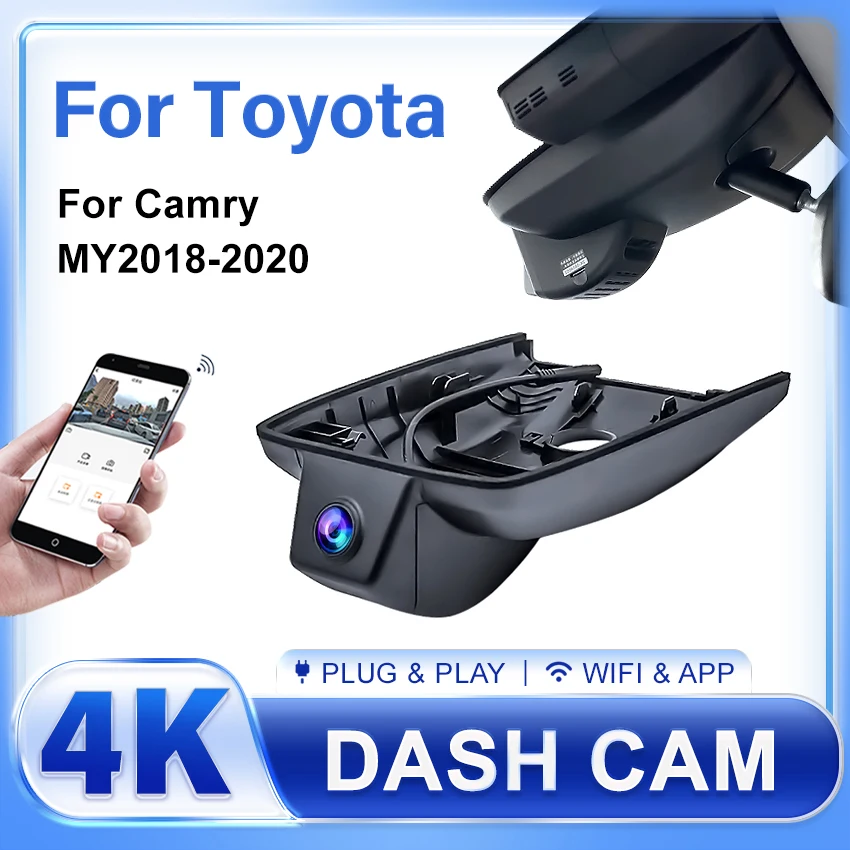 Plug and Play Car Dvr Dash Cam Recorder Dual Lens Rearview For Toyota Camry XV70 2018 2019 2020 Wifi DVR 4K HD 2160P Dash Camera
