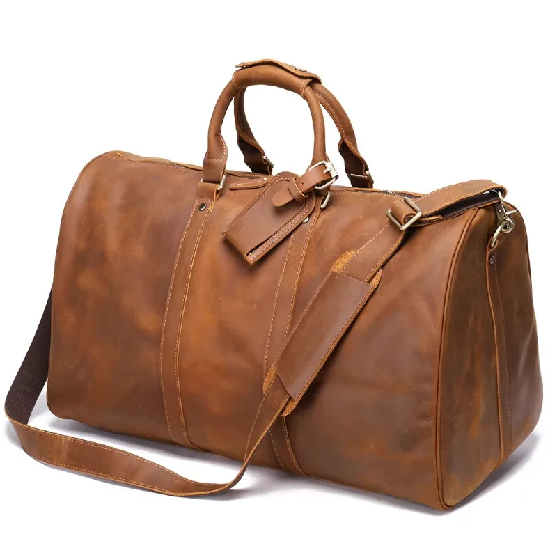 Leather Retro Men's Travel Bag | Weekend Fitness Bag Zipper | OEM Custom Wholesale
