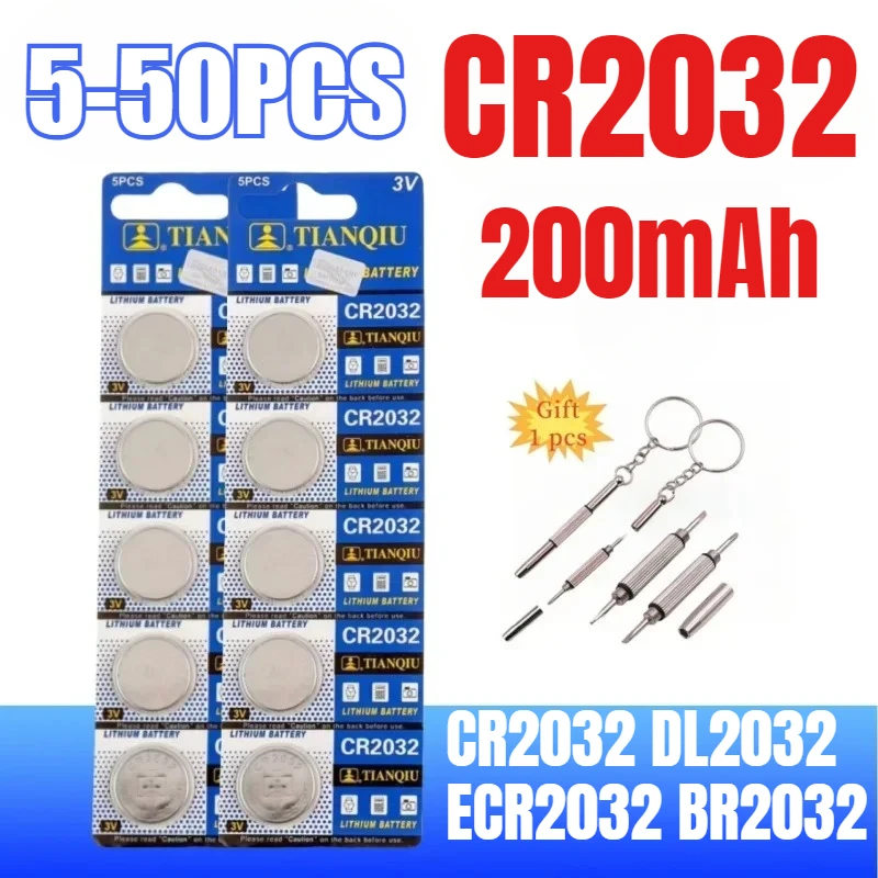 5-50PCS CR2032 Battery DL2032 ECR2032 BR2032 2032 CR 2032 3V Lithium Button Cell Coin Battery Long Lasting for Watch Remote