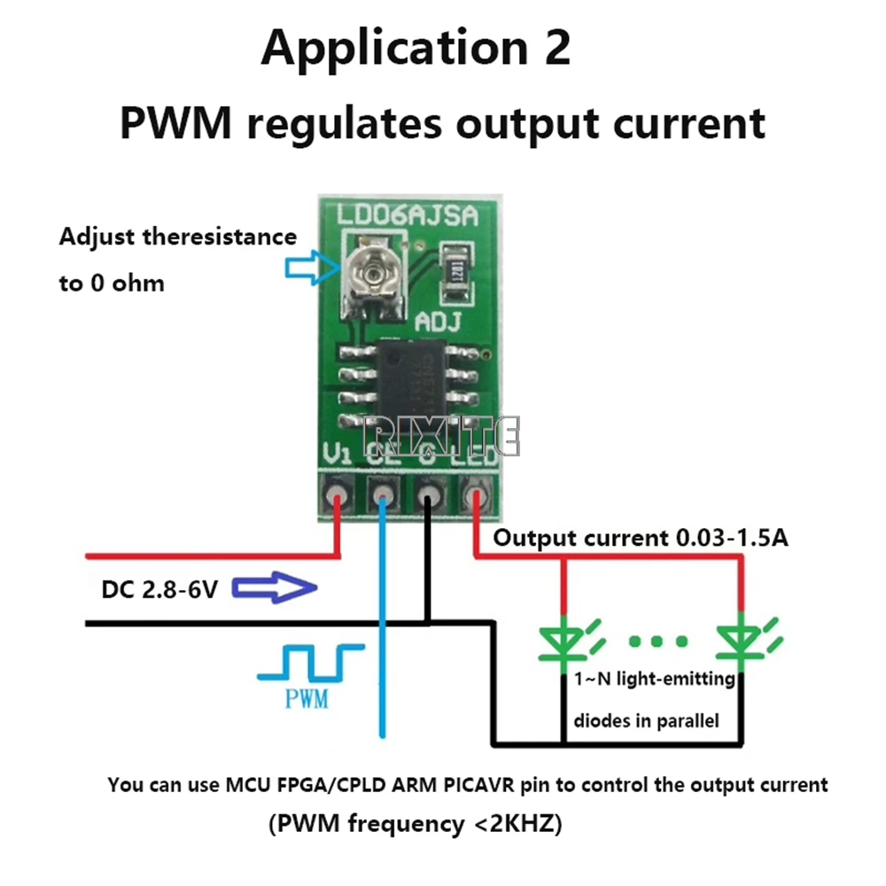Controlador LED de corriente constante ajustable 30-1500MA DC 3,3 V 3,7 V 4,2 V 5V placa de Control PWM módulo de alimentación Buck