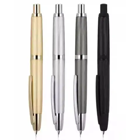 New JINHAO 10 Press Fountain Pen Retractable EF/F Nib Metal Matte Black With Clip Writing Ink Pen Converter For Students Gifts