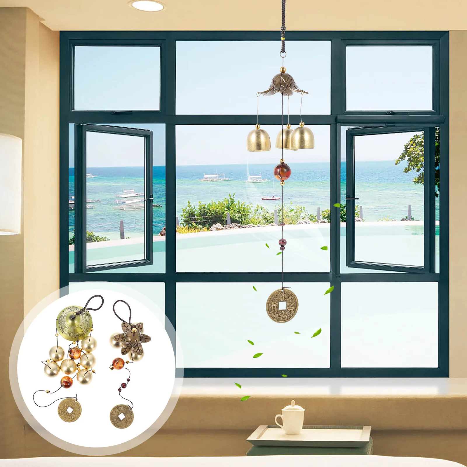 

2pcs Dragon Phoenix Wind Chime Zinc Alloy Outdoor Garden Decorative Pendant Retro Hanging Bell For Patio Balcony Home Wall Decor