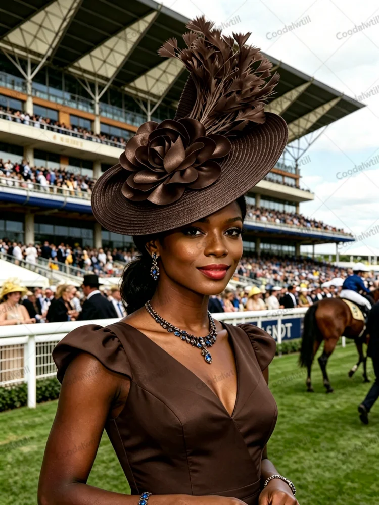 

Brown Flower Derby Feather Fascinator Wedding Hat Women Royal Ascot Headwear Ladies Church Party Hair Accessories Headband