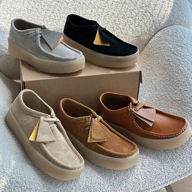 

Jenny&Dave British Fashion Genuine Leather Handmade Leather Shoes Retro Kangaroo Thick-soled Couple Shoes Casual Sneakers Shoes