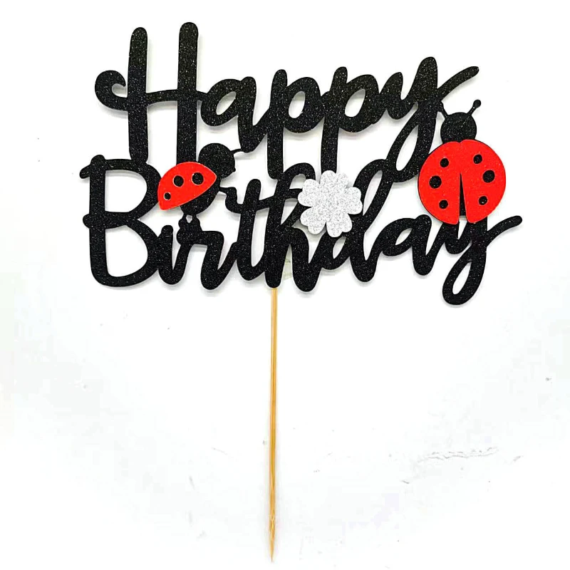 Ladybug Happy Birthday Cake Topper Little Ladybug Party Decoration Daisy Cake Topper for Ladybug Theme Birthday Party