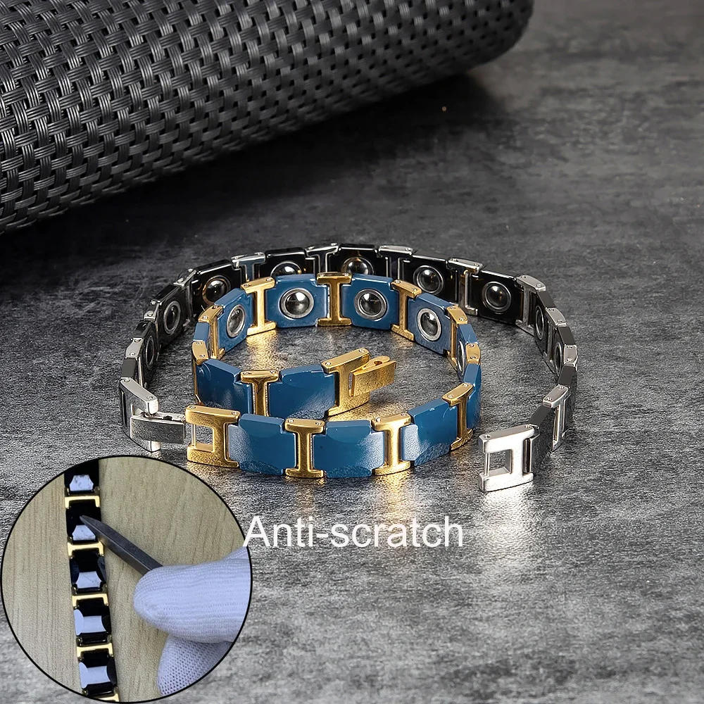 ARADOO Ceramic Bracelet Dreamy Blue Magnetic Hematite Luxury Link Charm Bracelets