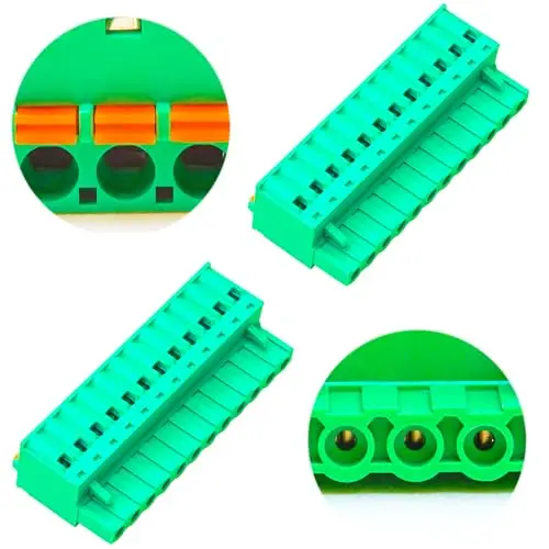 

5.0mm Phoenix Connector with Orange Spring 12 Pin, Green PCB Spring Terminal Block Spring Connection (1Pcs 5.0M-SP-12P)