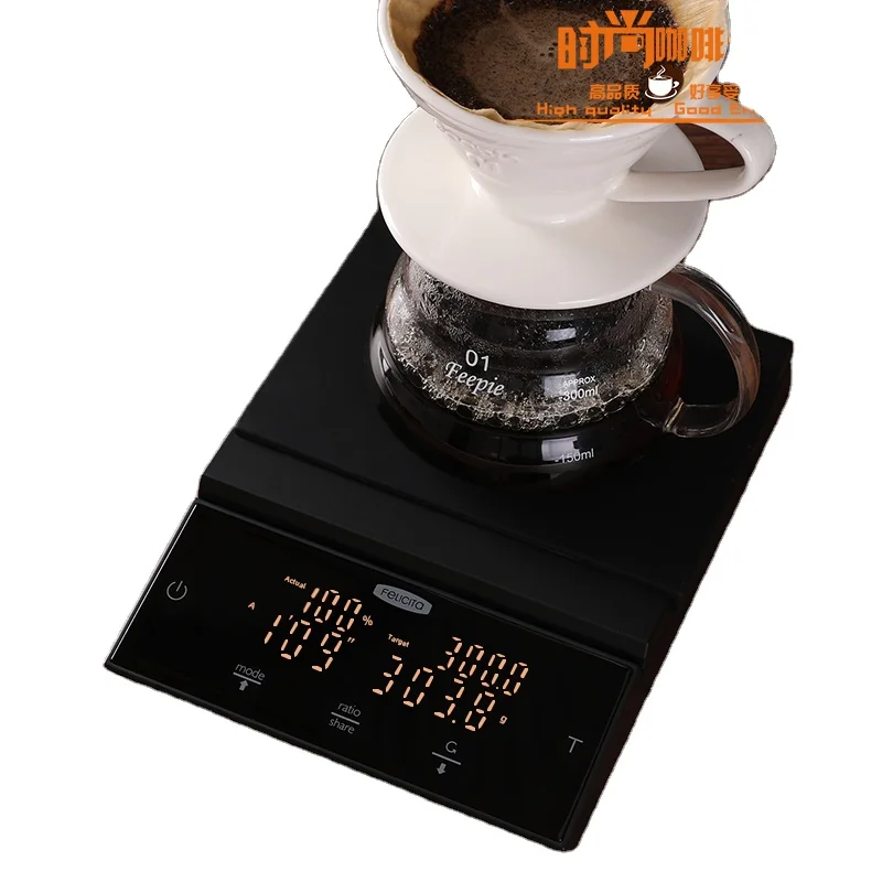 Mobile APP Compatible Weight and Time Dual Display Water Protection Readability 0.1g Electric Smart Coffee Scale