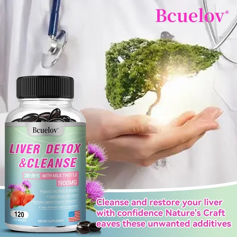 Fatty Liver Cleanse & Liver Detox Supplement - 28-in-1 for Men & Women To Support Liver Health & Boost Digestive Enzymes