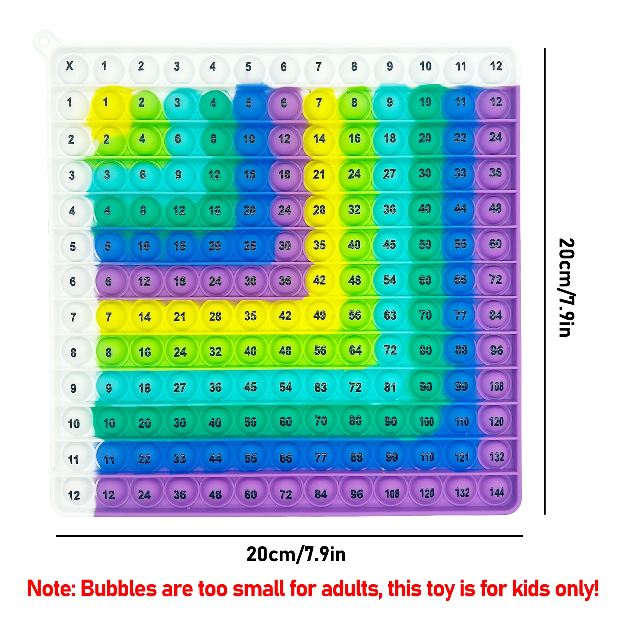 12x12 乗算算数フィジェットトイ、プッシュバブル付き、3歳以上のお子様向けの数学学習練習アクティビティ