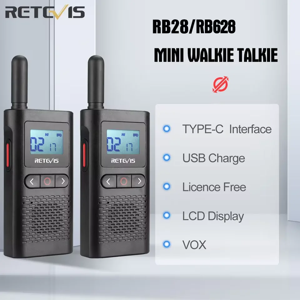 Retevis RB628 Mini Walkie Talkie Rechargeable Walkie-Talkie 2 pcs included PMR446 Long Range Portable Two-way Radios For Hunting