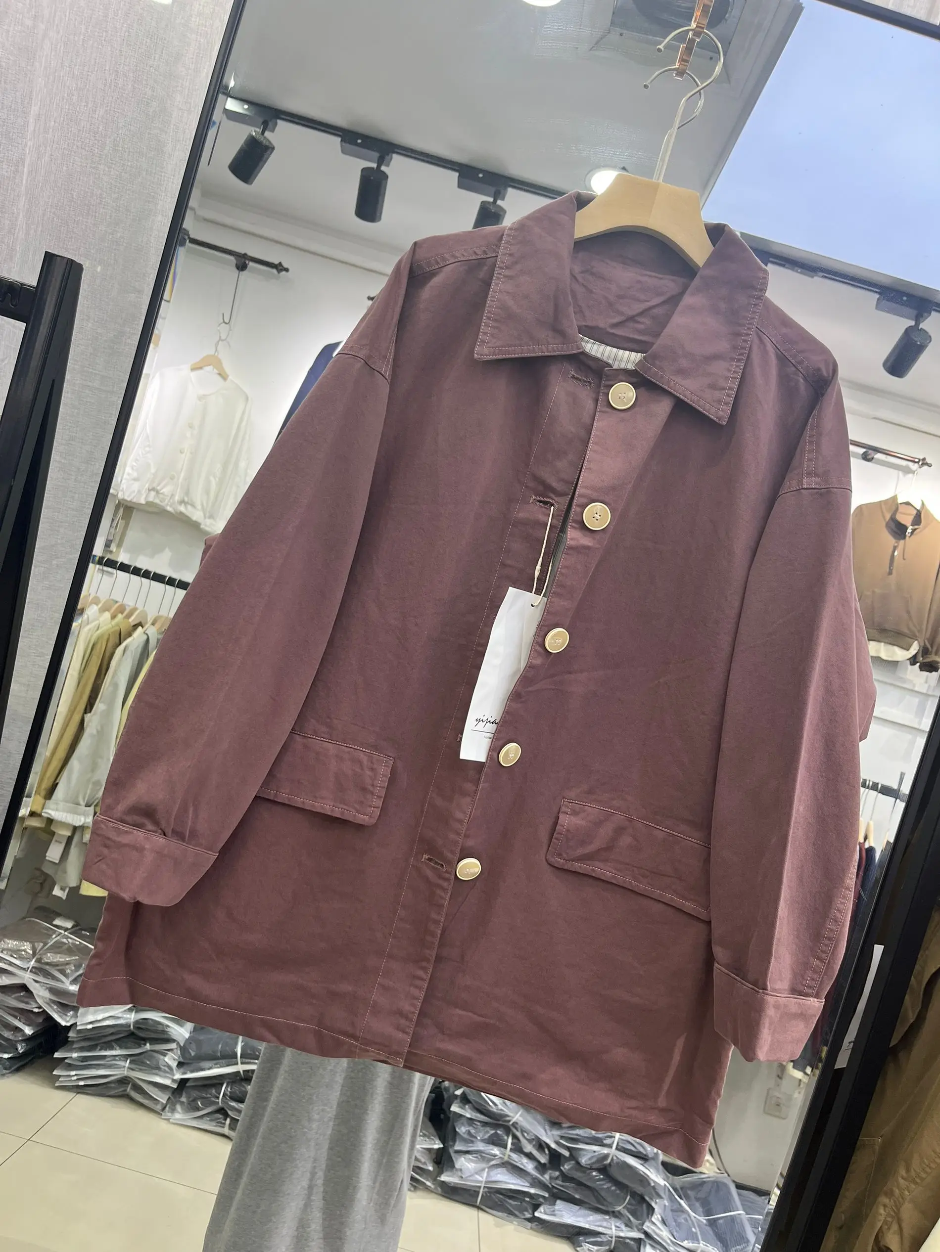 

Loose Fit Single Button Workwear Jaet for Women Autumn New Sle Korean Simple Versatile Casual Top Ele 064