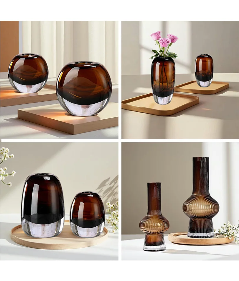 

Glass Vase Vintage High-End Feel Model Home Hydroponic Flower Arrangement Living Room Craft Ornament