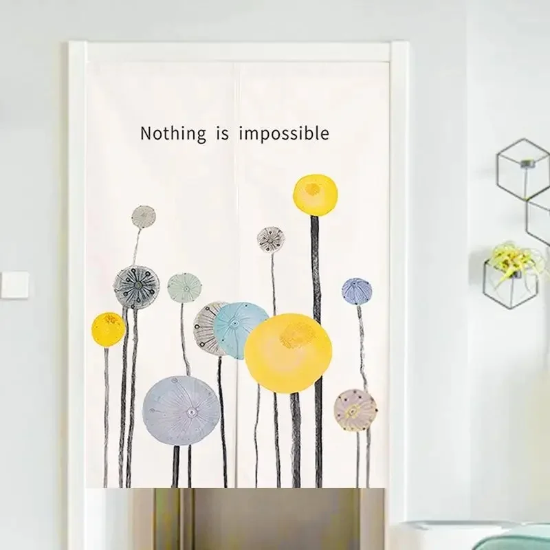 VIKAMA Abstract Dandelion Cabinet Curtain Nothing Is Impossible Letter Print Fabric Dust-proof Curtain Home Decor