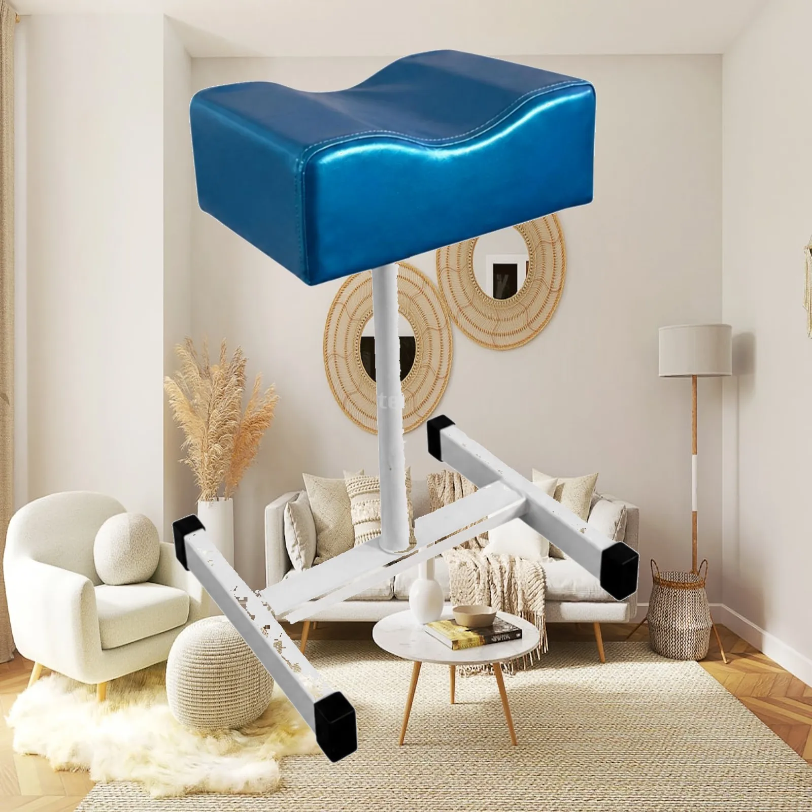 Adjustable Height Foot Rest for Pedicure Manicure PU Leather Contoured Cushion Metal Post Stable Base for Nail Care Professional