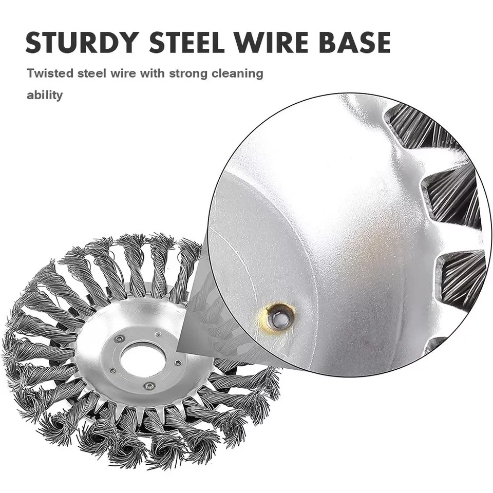 20258 "200 مللي متر العشب ستريمر رئيس الانتهازي فرشاة أسلاك الفولاذ عجلة حديقة الاعشاب المتقلب