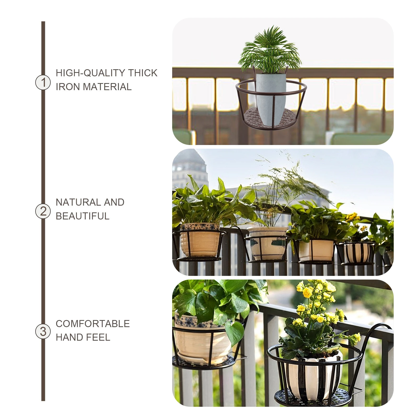

2pcs Wall Hanging Flower Stand Balcony Mount Deck Railing Container Holder Plant Pots Indoor Stands Fence Outdoor Durable