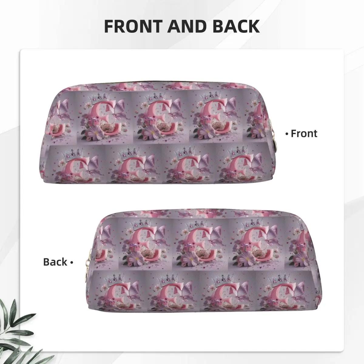 One Letter A Crown Butterfly Flowers Printed Pencil Cases for Pen Box Pencil Bag Pencil Pouch Storage Stationery Supplies