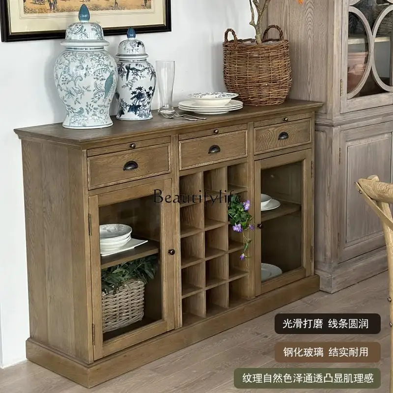 خزانة جانبية لتناول الطعام الريفية الأمريكية، عرض غرفة المعيشة، خزانة مدخل فرنسية قديمة، شقة صغيرة