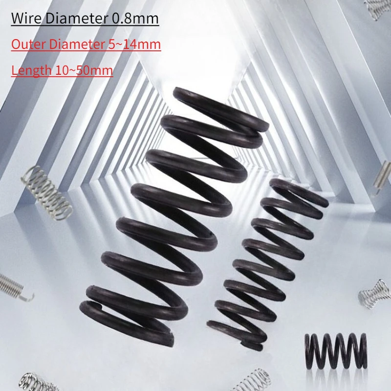 Spring Steel Spiral Return Small Compression Spring Outer Diameter 5~14mm/Wire Diameter 0.8mm/L= 10~50mm Hardware Accessories