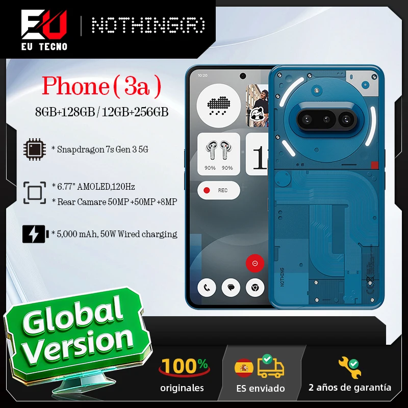 Versión Global Nothing Phone (3a) Qualcomm Snapdragon 7s Gen 3 Pantalla AMOLED …