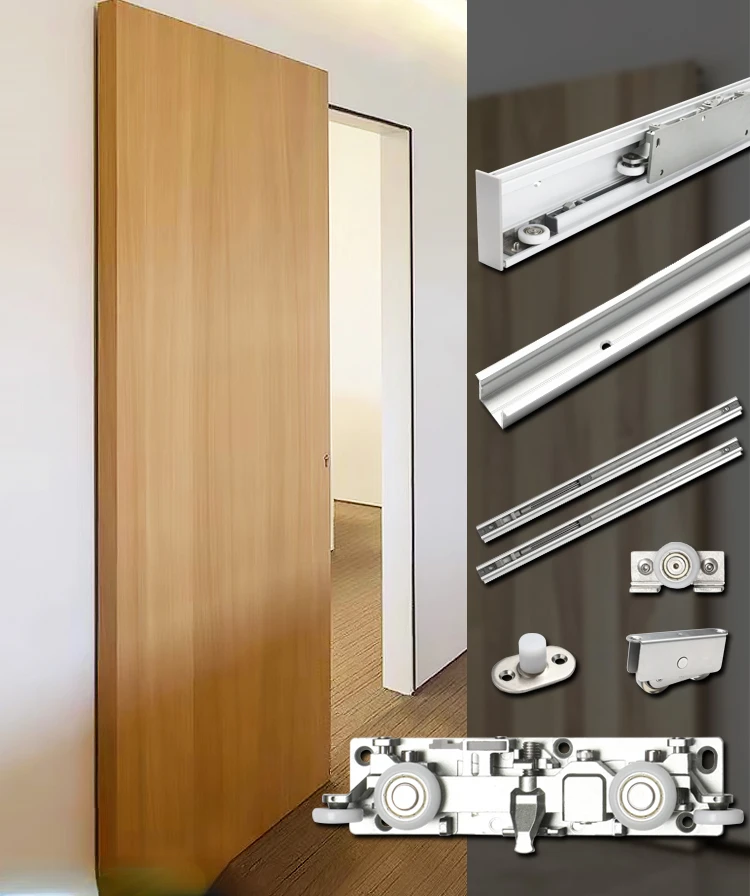 Toilet Door Invisible Track Translation Door Wooden Door Two-way Buffer Sliding Door Special Hardware Accessories