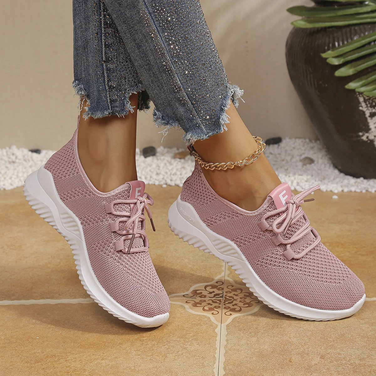 2026 Women's Shoes Breathable Mesh Sneakers Lightweight Non-slip Lace-up Running Shoes for Walking Jogging Gym Daily Wear