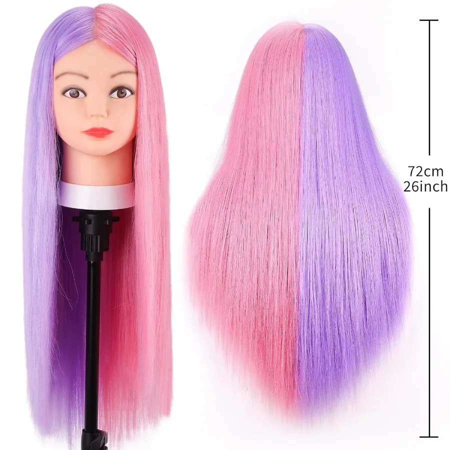 หัวหุ่นขนาด 26 นิ้ว พร้อมผมแท้ 70 เส้น สำหรับการจัดแต่งทรงผมระดับมืออาชีพและการฝึกอบรมด้านความงาม รวมที่ยึดและอุปกรณ์เสริม