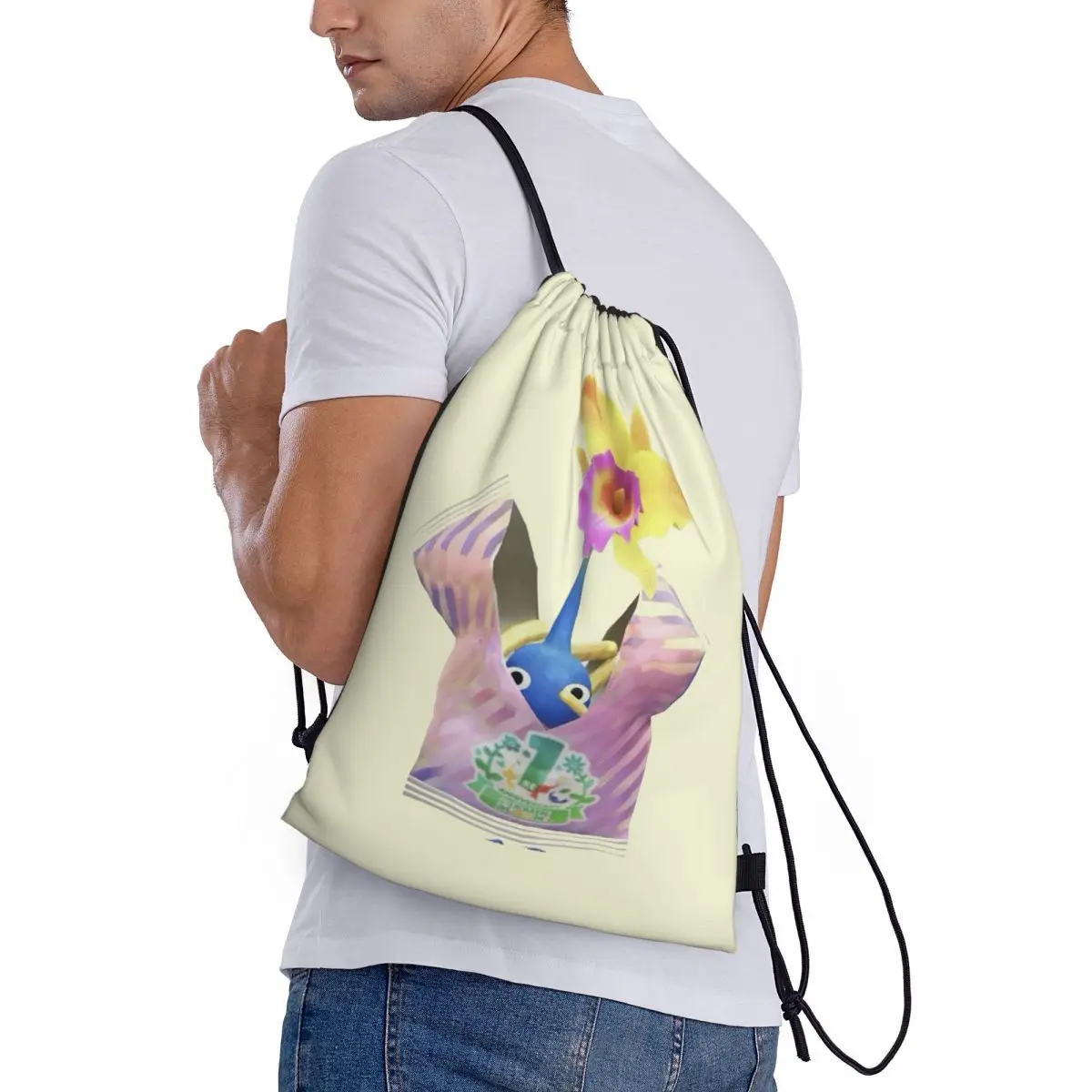 Personalizado bonito pikmins gaming cordão mochila mulheres homens esporte ginásio saco de treinamento dobrável saco