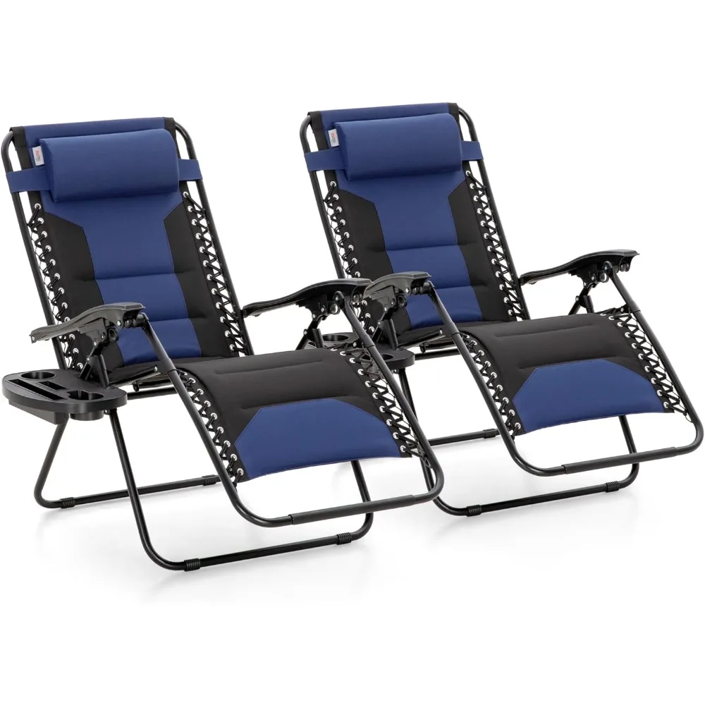 

Oversized XXL Padded Zero Gravity Chair, Lawn Outdoor Lounge Chairs Set of 2, Foldable Recliners 28" Wide Seat Anti-Gravity for