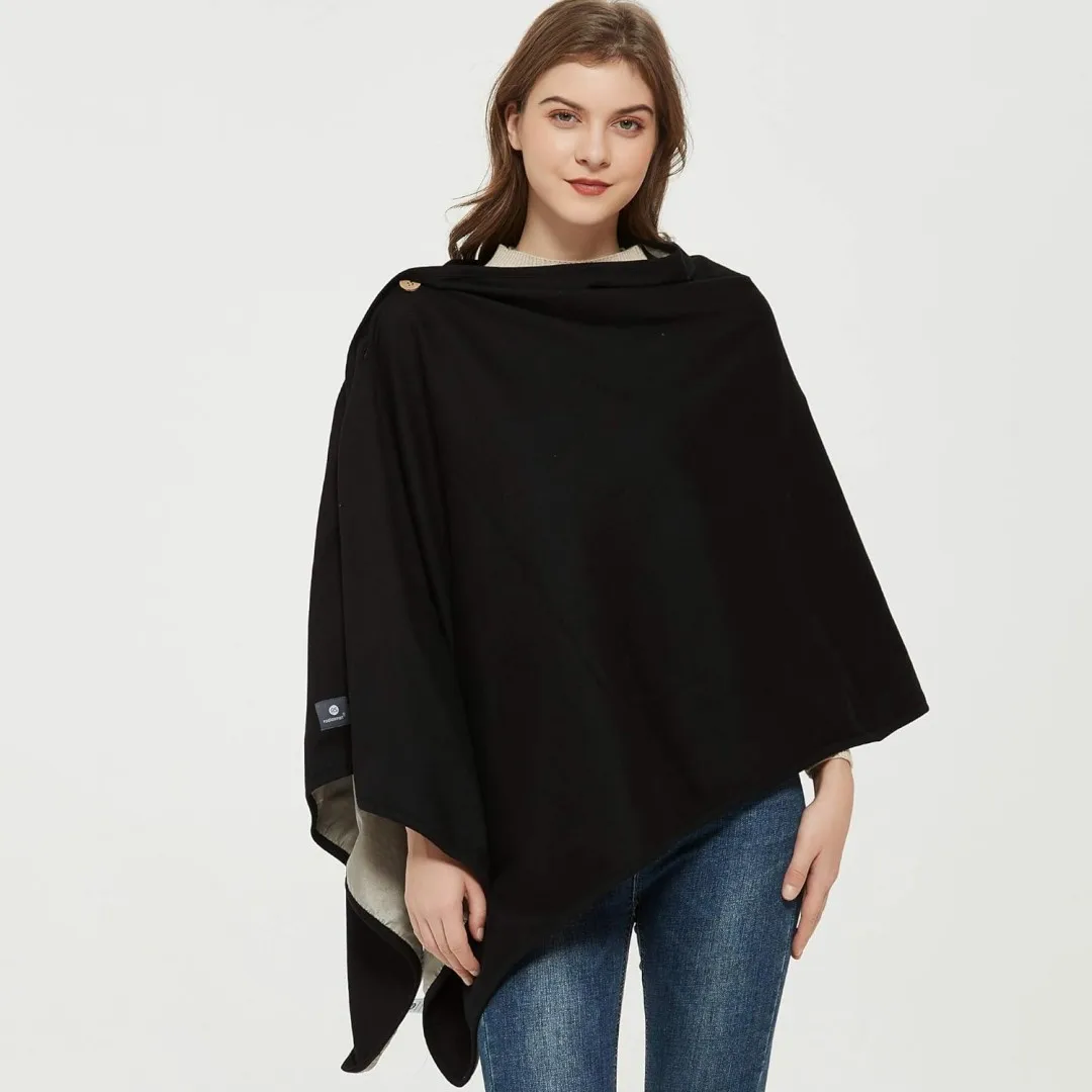 EMF Blanket Protection for Women, Baby & Maternity - Soft Cotton Shawl Wrap Poncho with Faraday Shielding Fabric