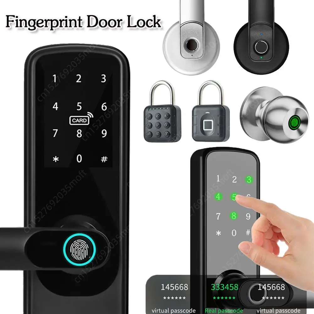 WiFi Biometric Smart Door Lock Anti Peeping Fingerprint Security Lock Tuya App Remote Unlocking Keyless Electronic Door Lock