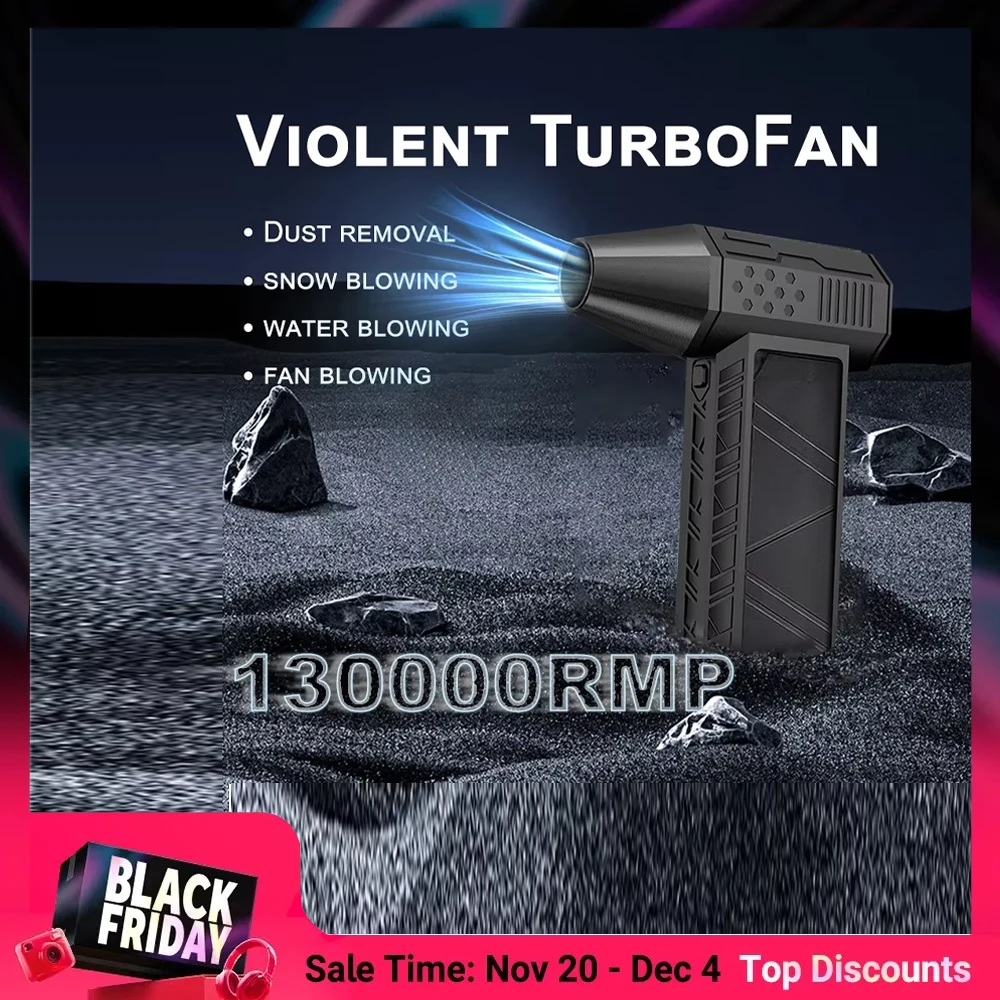 Nowy Mini Turbo Jet Fan Elektryczny Odkurzacz Powietrza z 3-stopniową Regulacją, 130000 RPM, Prędkość Wiatru 52 m/s, Narzędzie do Czyszczenia Samochodu i Komputera