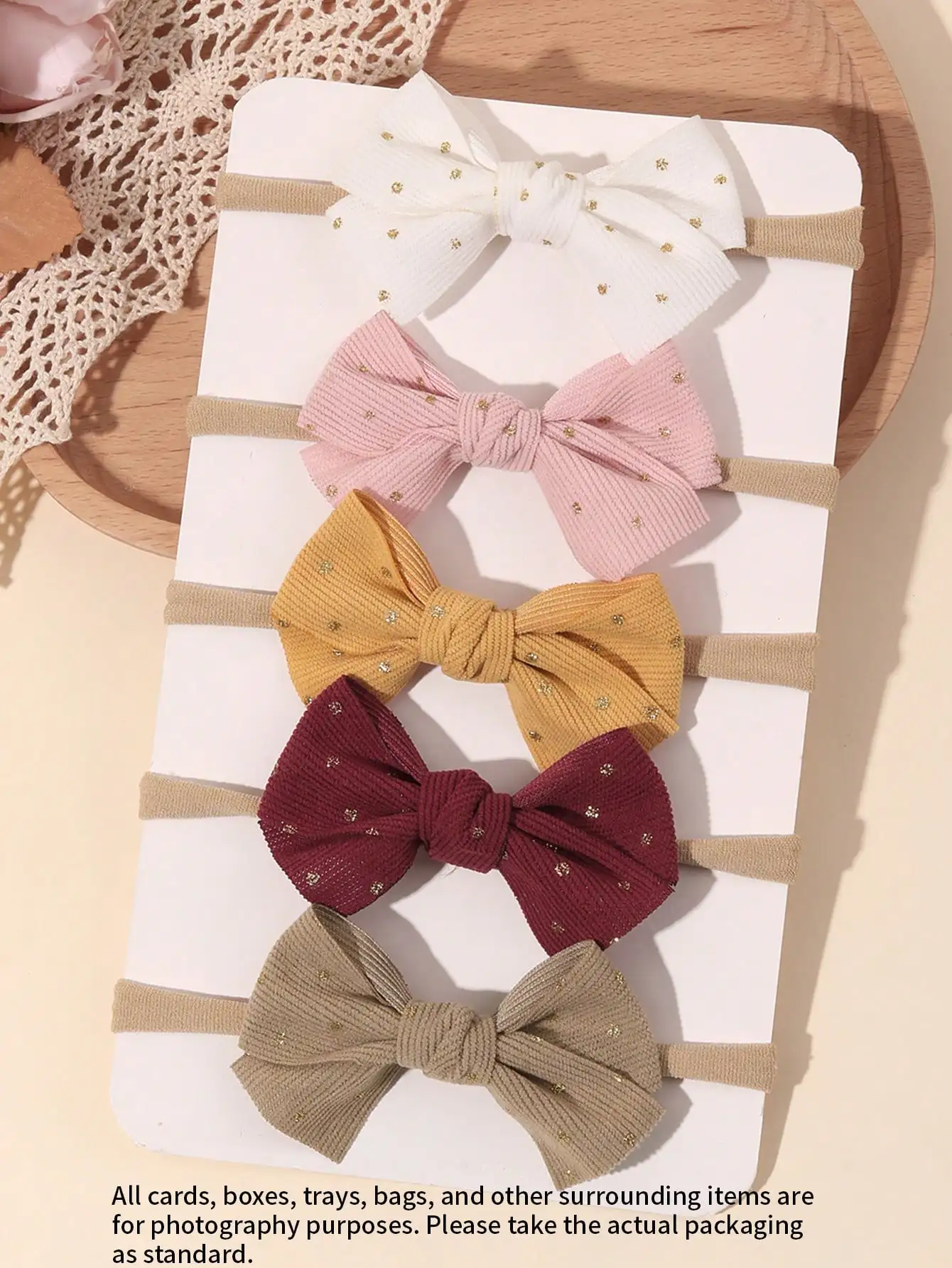 

5 шт. бархатных повязок на голову для малышей, винно-красные, коричневые, эластичные нейлоновые повязки для волос для младенцев и новорожденных, премиум-качество, осенняя коллекция